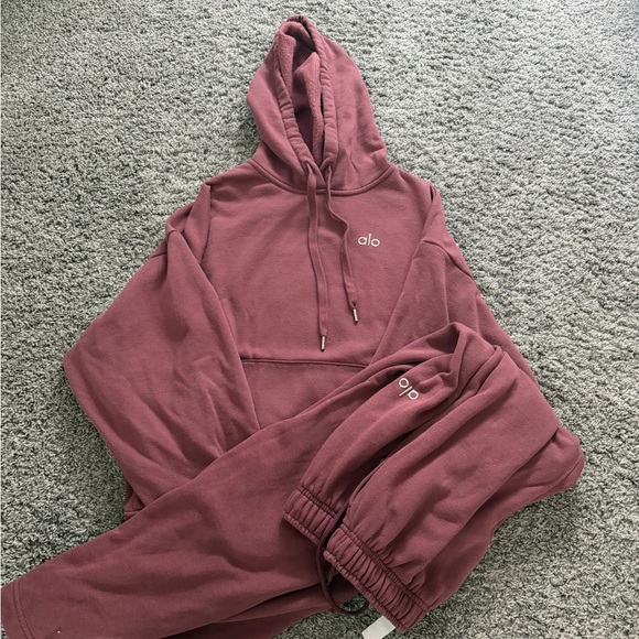 ALO Yoga Tops - ALO Yoga Hoodie & Jogger Set - Dusty Rose